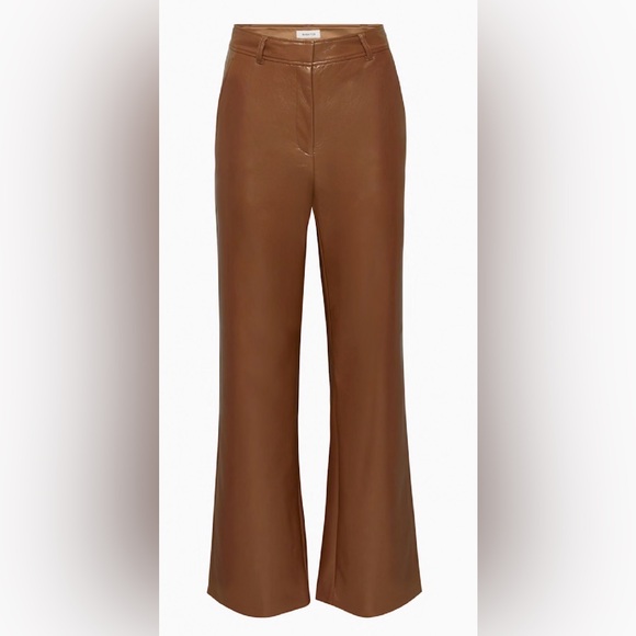 Babaton Brown Wide-Leg Vegan Leather Pants - Picture 3 of 7